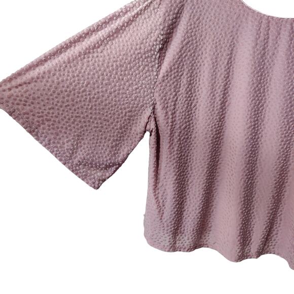 Apt 9 Women's Sz XXL Blush Pink Burnout Polka Dot Cropped Boxy Shirt 1/2 Sleeve - Picture 2 of 6